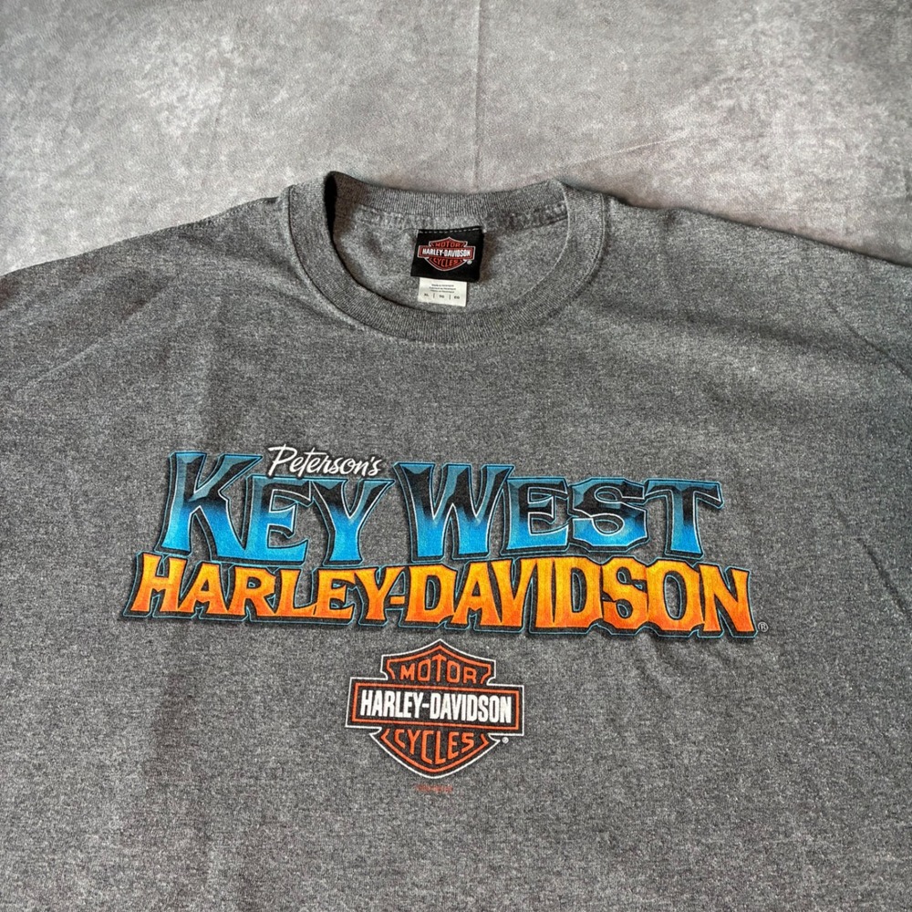 Harley-Davidson Key West Florida Graphic T-Shirt Gray Mens XL Peterson's